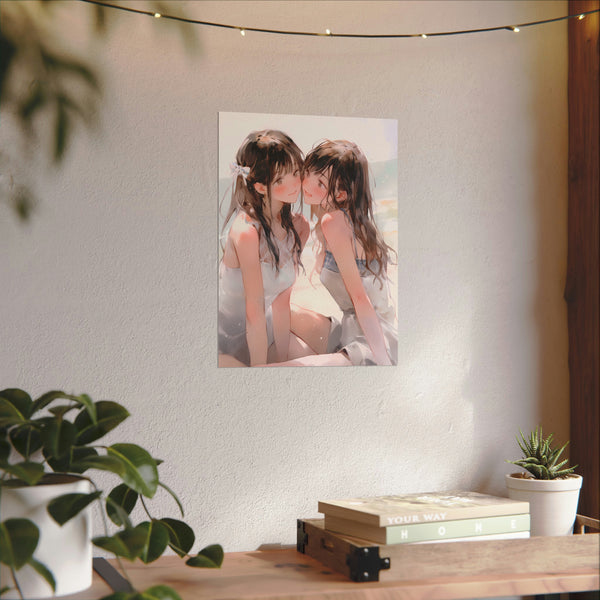 Beach Date - Watercolor Anime Girl Poster
