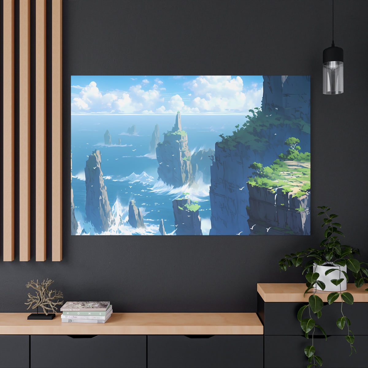 Sea Cliffs - Anime Canvas Print Fantasy Decor
