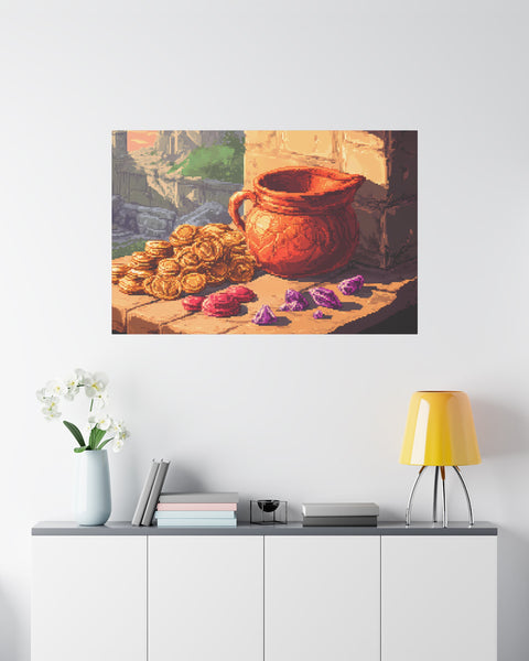 Riches of the Keep - Anime Pixel Art Canvas Print