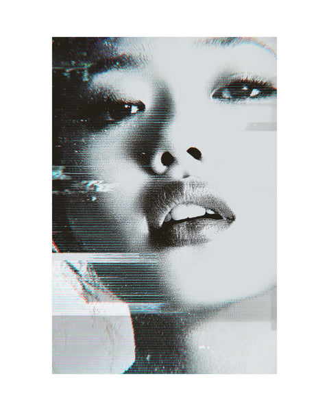 White Reflection - Glitched Fashion Model Portrait Poster