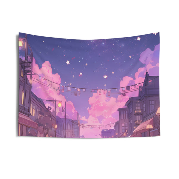 Starlit Square - Lofi Anime Tapestry