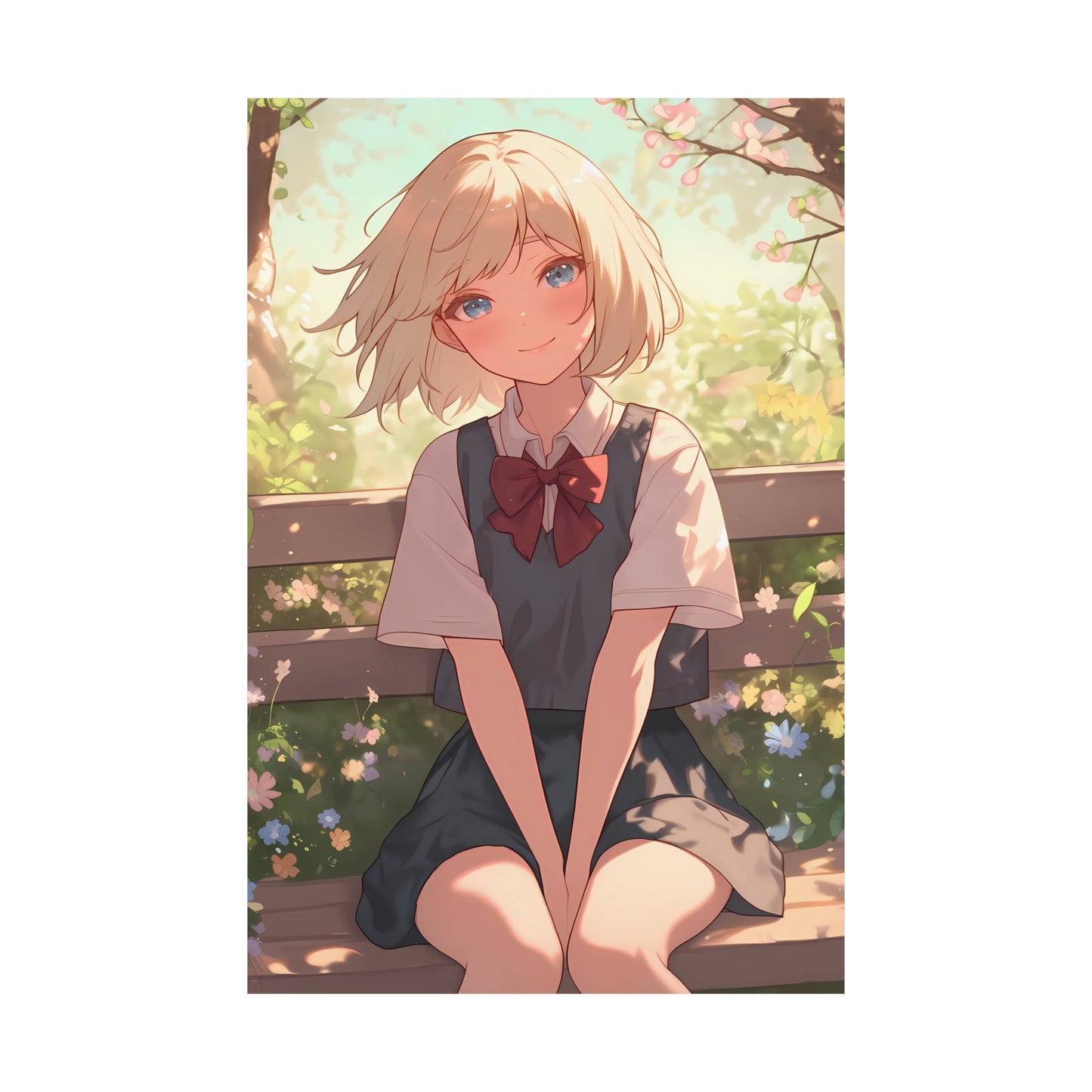 Waiting in the Garden - Cute Anime Girl Poster