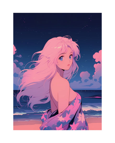 Secrets Under Stars - Retro Anime Poster