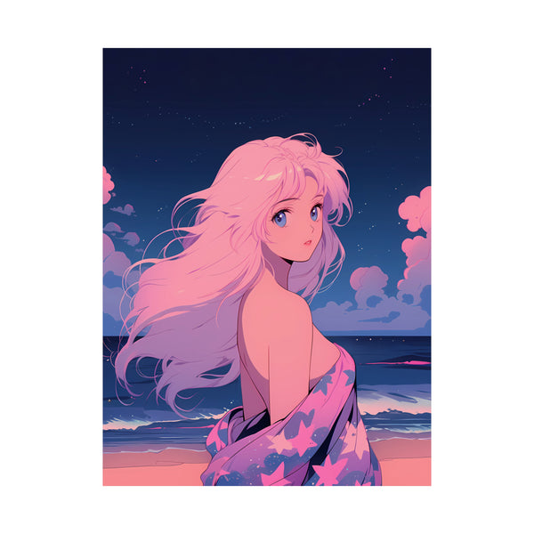 Secrets Under Stars - Retro Anime Poster