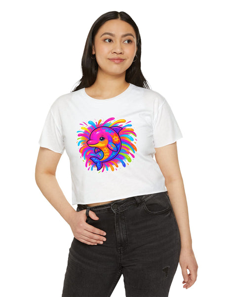 Painted Dolphin Summer Crop Top Tee