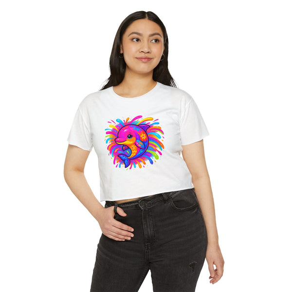 Painted Dolphin Summer Crop Top Tee