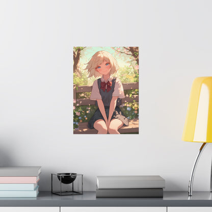 Waiting in the Garden - Cute Anime Girl Poster