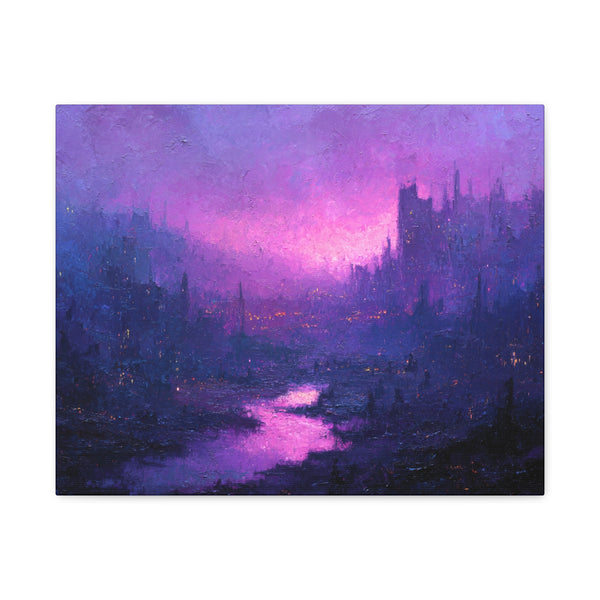 Violet City - Textured Fantasy Wall Art