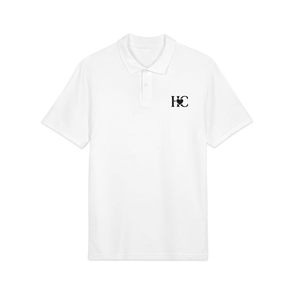 Heart Circle Emblem - Embroidered Pique Polo Shirt