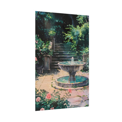 Healing Fountain - Anime Watercolor Poster