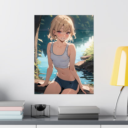 Summer Crush by the Lake - Anime Girl Poster