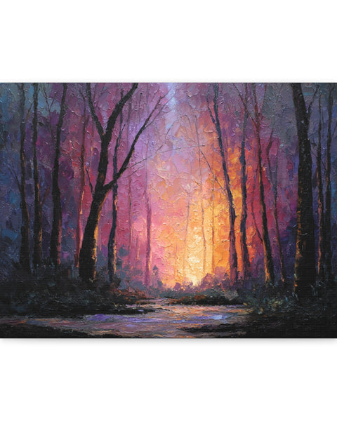 First Light - Textured Forest Wall Art