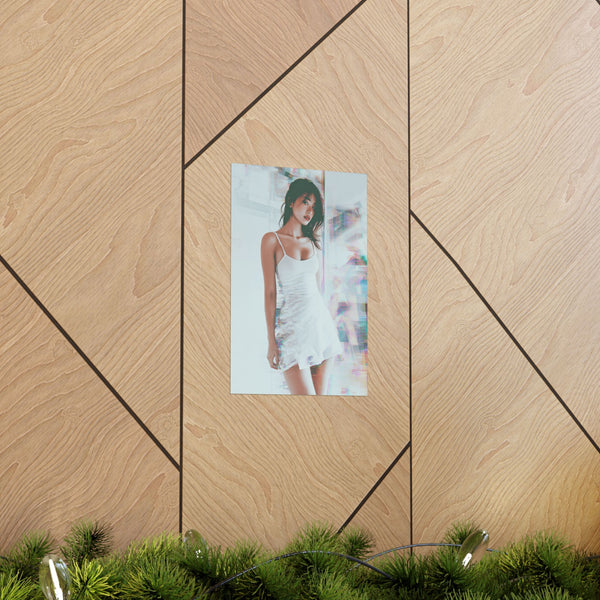 Cradled in Digital World - Dreamy Glitch Pinup Poster