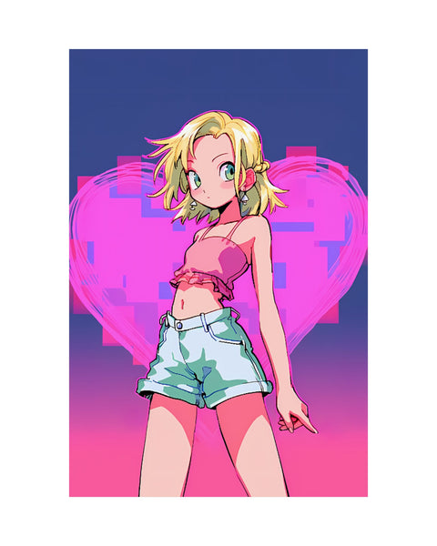 Heart Attack! - Cute Retro Anime Poster