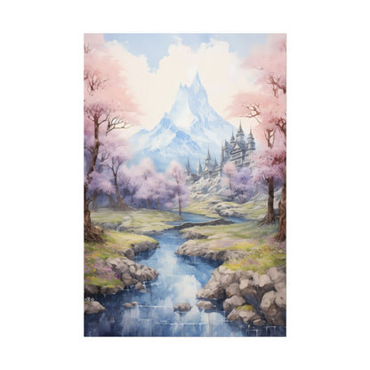 Ryokura Temple - Watercolor Spring Poster With Cherry Blossoms