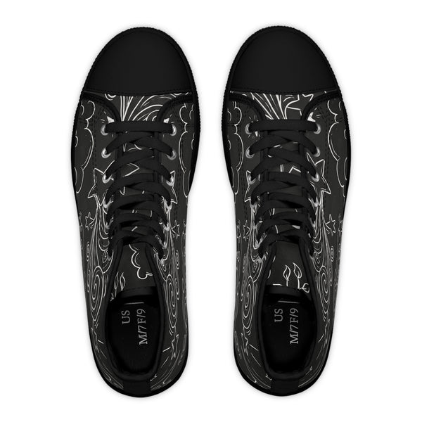 Night Sky Scribbles - Cute High-Top Sneakers