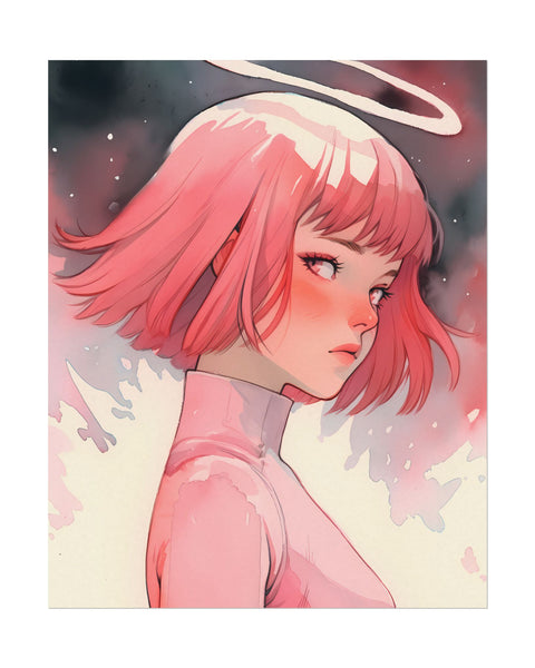 Rose Angel - Watercolor Anime Poster