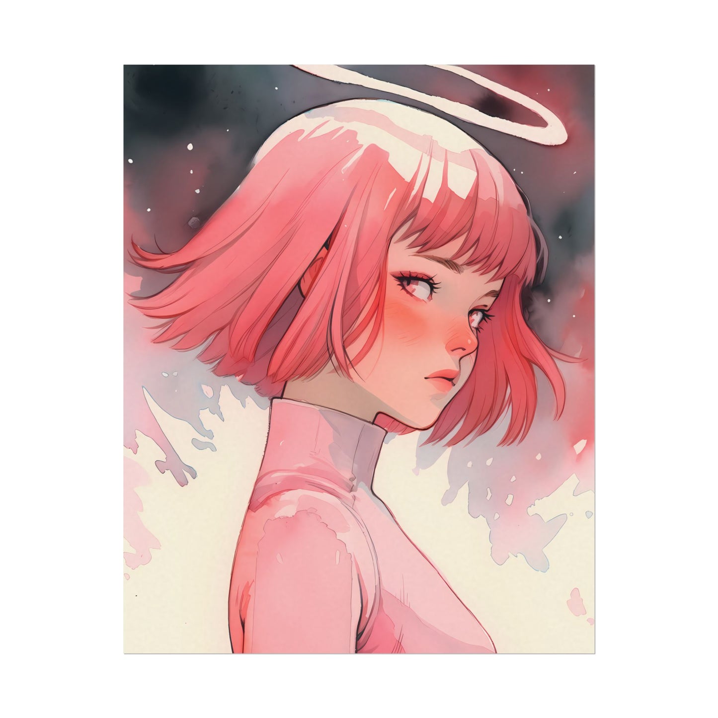 Rose Angel - Watercolor Anime Poster