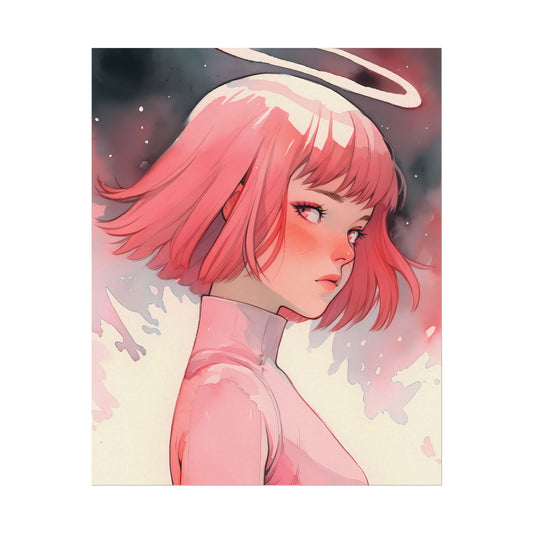 Rose Angel - Watercolor Anime Poster