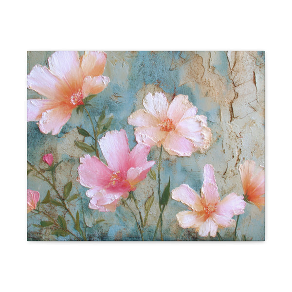 Floral design with pink flowers on a textured background