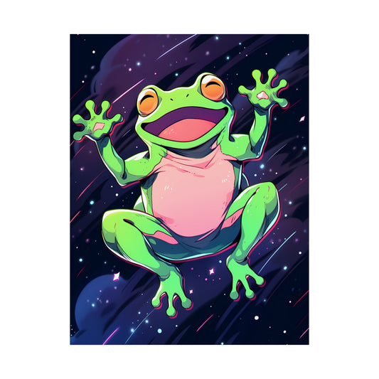 Launched Into Space - Anime Frog Art Poster