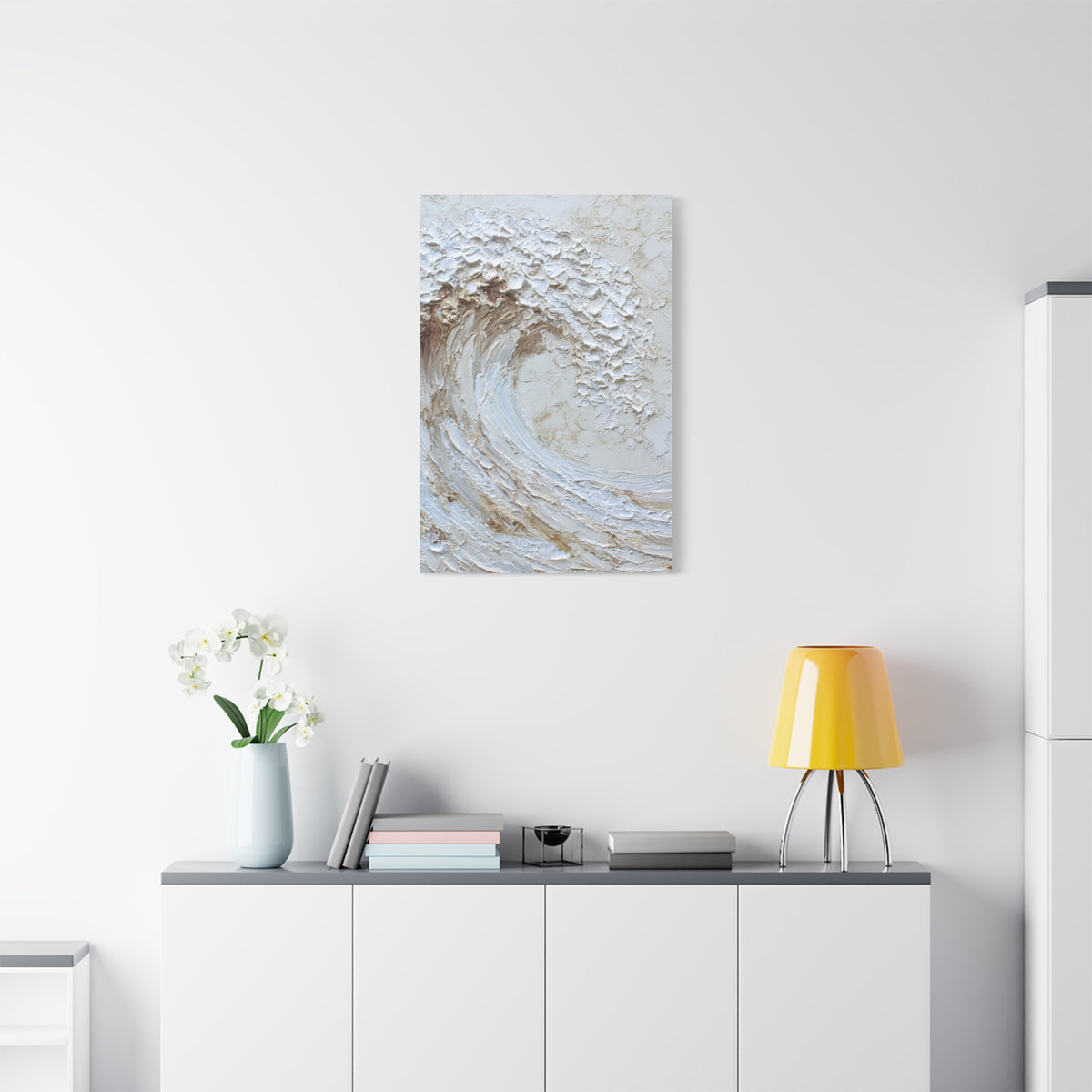 Wave Crest - Textured White Wall Art