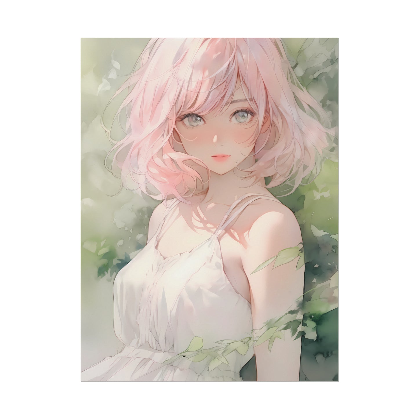 Spring Siren - Anime Girl Watercolor Poster