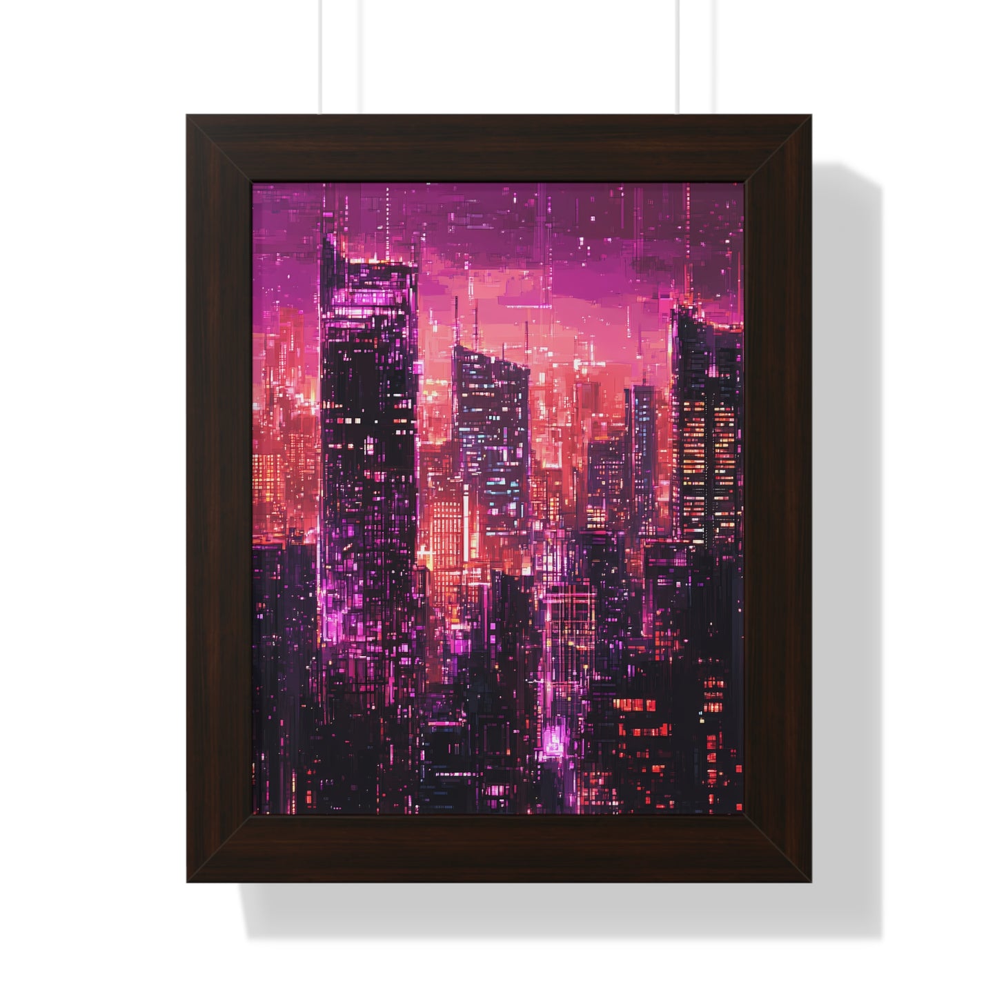 Night Rain - Framed Futuristic City Poster