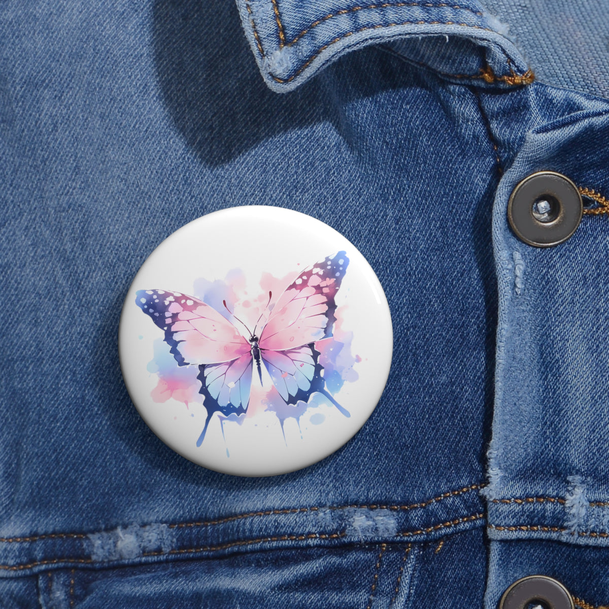 Butterfly Button Pin Painted Pastel Butterfly Button Pin – Heart Circle