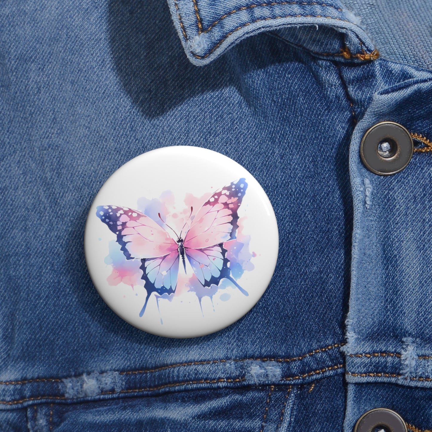 Painted Pastel Butterfly Button Pin