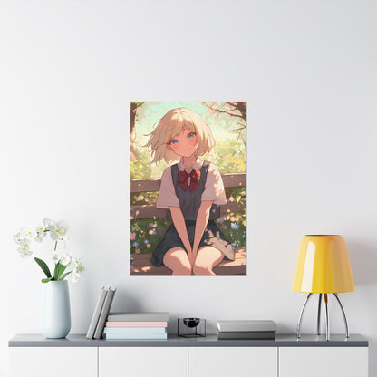 Waiting in the Garden - Cute Anime Girl Poster