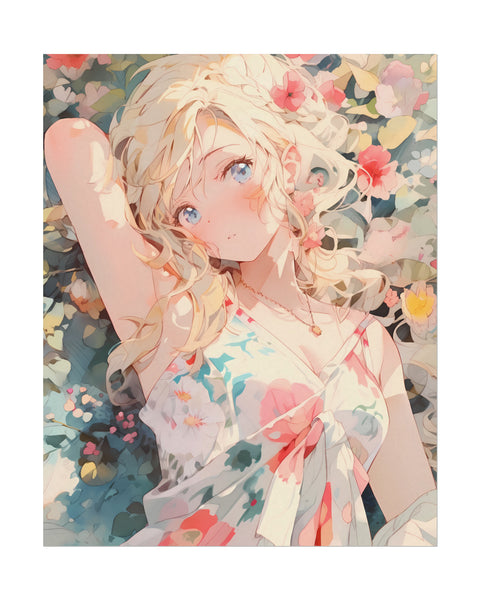Flower Garden - Anime Girl Watercolor Poster