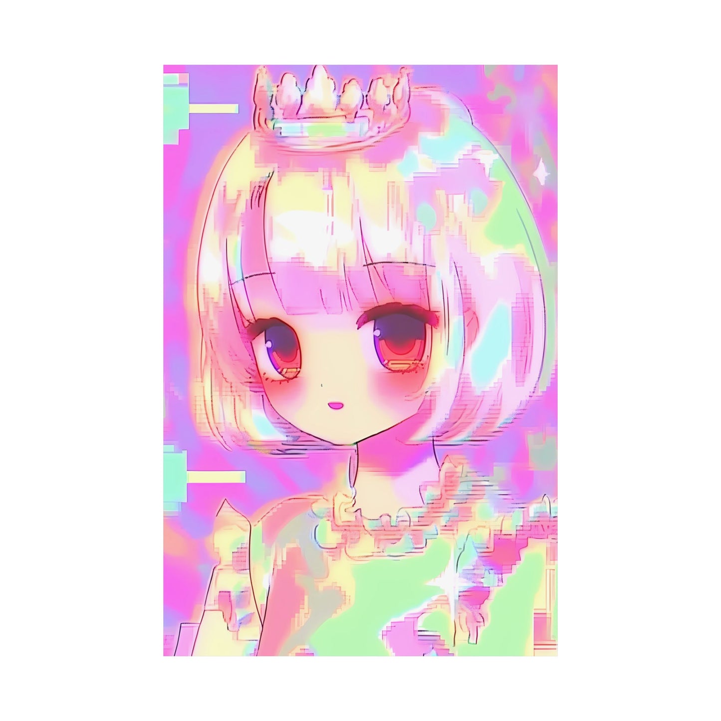 Digital Royalty - Glitch Art Anime Poster