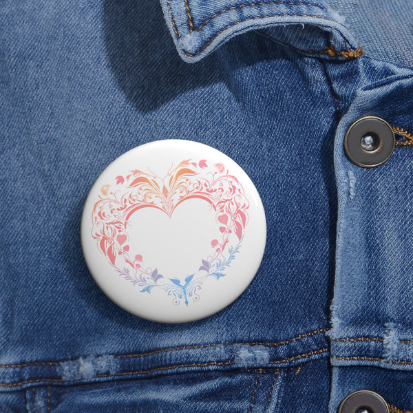 Heart Flourish - Cute Button Pin