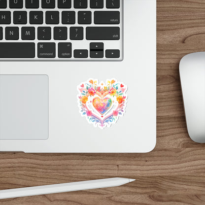 Heart Circle Prism Die-Cut Aesthetic Sticker