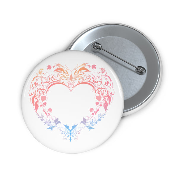 Heart Flourish - Cute Button Pin