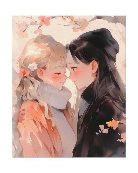Fall Flowers - Anime Watercolor Poster