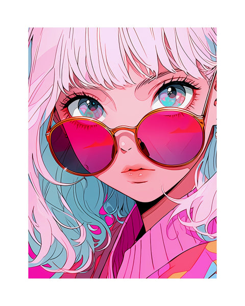 Rose Colored Sunglasses - Retro Anime Poster