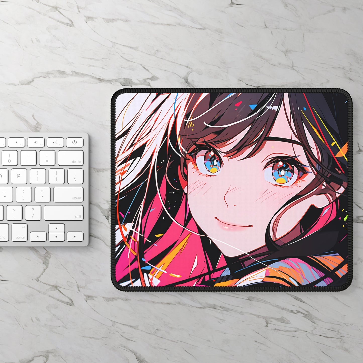 Retro Color Riot - Anime Girl Mouse Pad