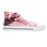 High-top sneaker with cherry blossom design on a white background