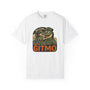 White Gator GITMO t-shirt with a graphic of a gator and text on a white background