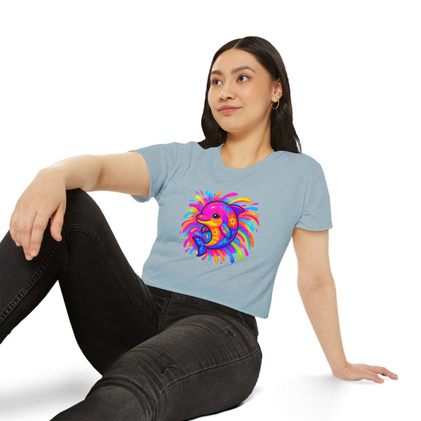 Painted Dolphin Summer Crop Top Tee