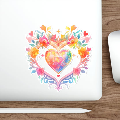 Heart Circle Prism Die-Cut Aesthetic Sticker