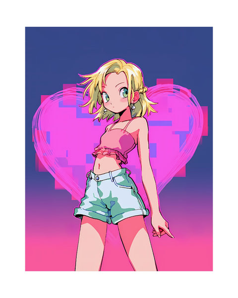 Heart Attack! - Cute Retro Anime Poster
