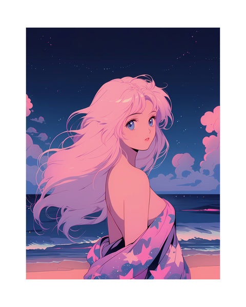 Secrets Under Stars - Retro Anime Poster