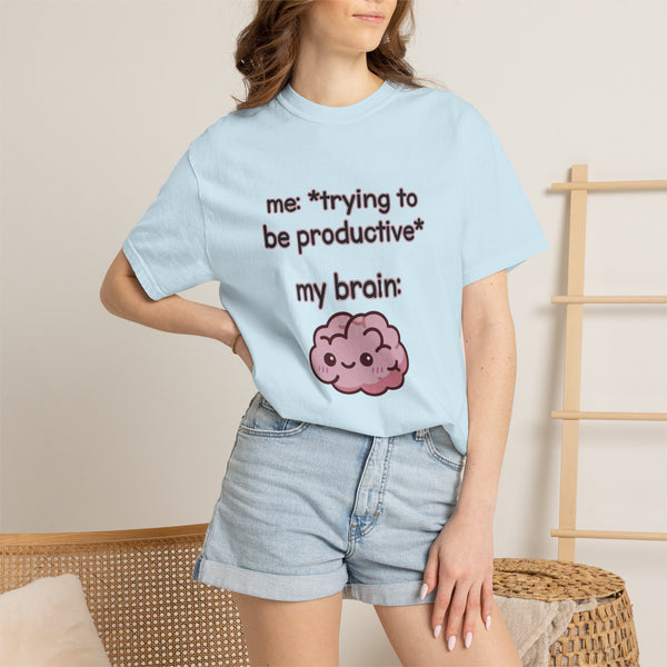 Trying to be Productive - Kawaii Brain Anime T-Shirt