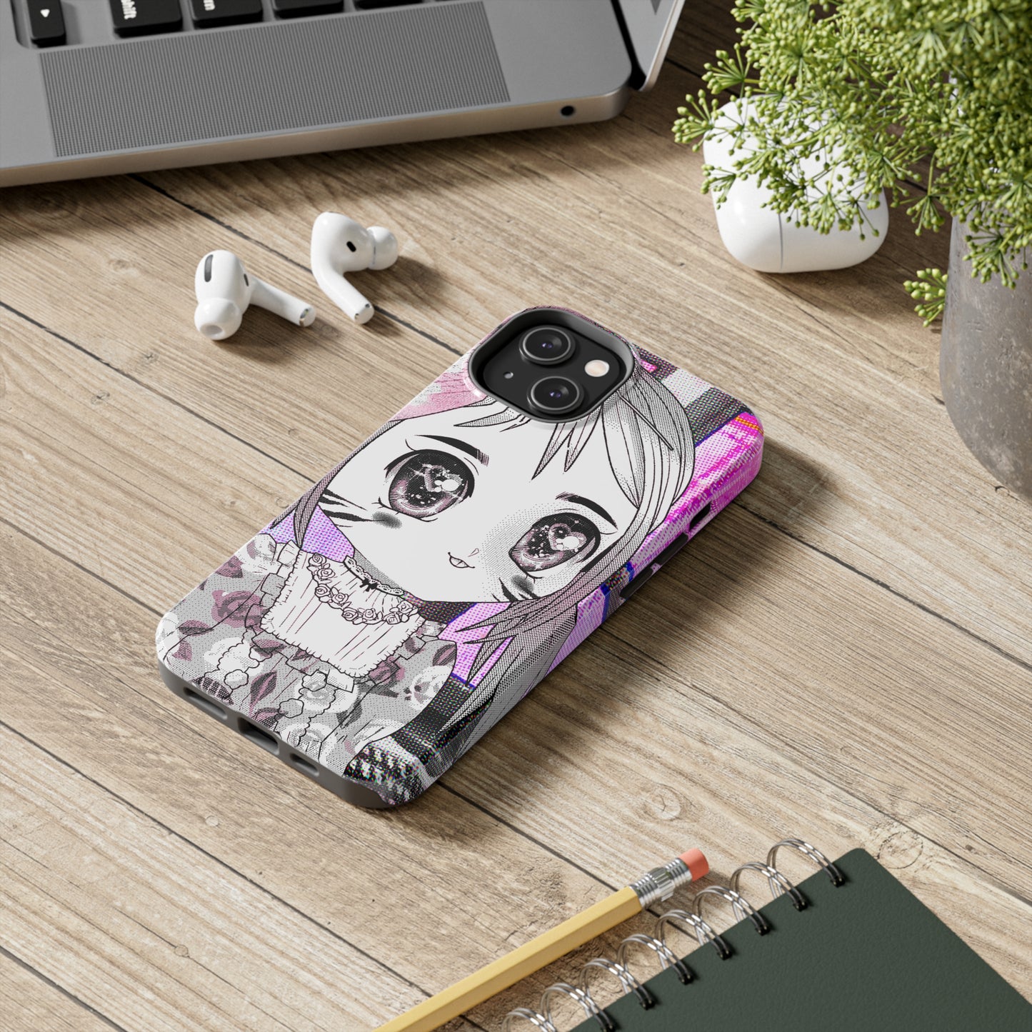 Manga Phone Case (Pink Heart Eyes)