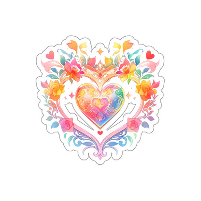 Heart Circle Prism Die-Cut Aesthetic Sticker