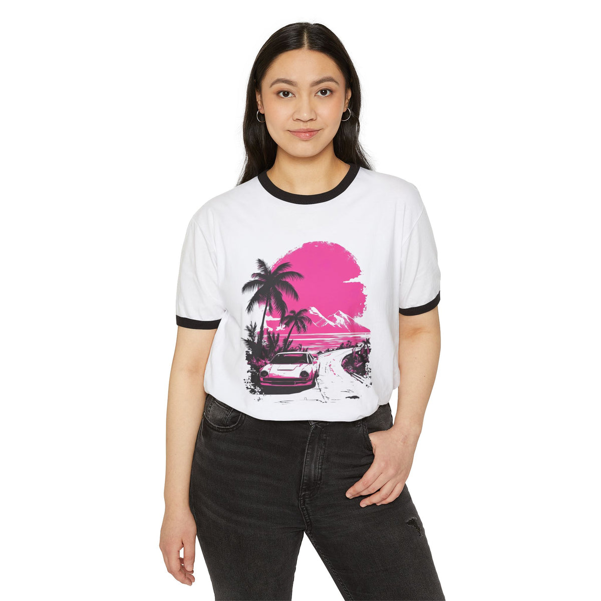 Tropical Highway Vintage Pink Vaporwave T-Shirt