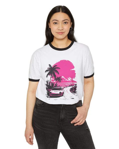 Tropical Highway Vintage Pink Vaporwave T-Shirt